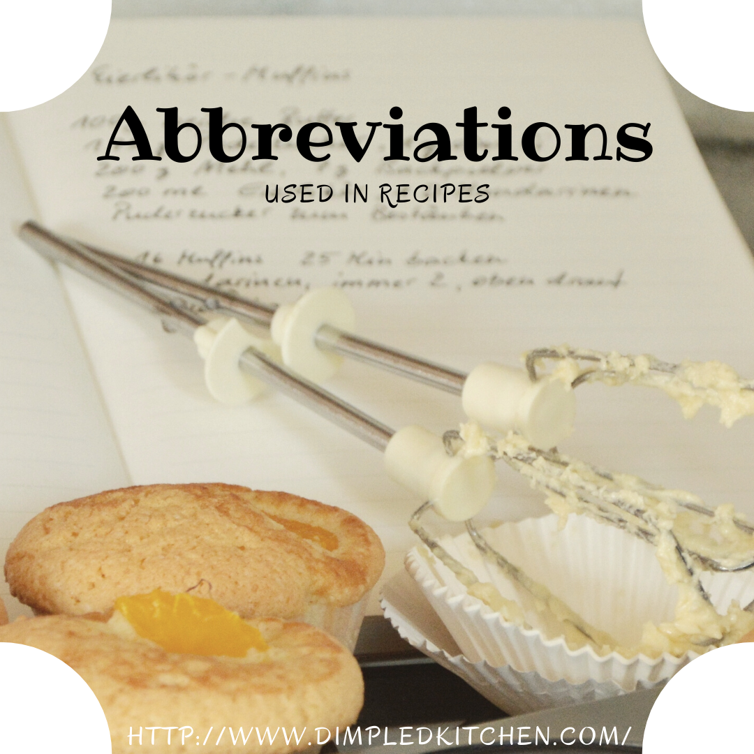 Abbreviations Used in Recipes